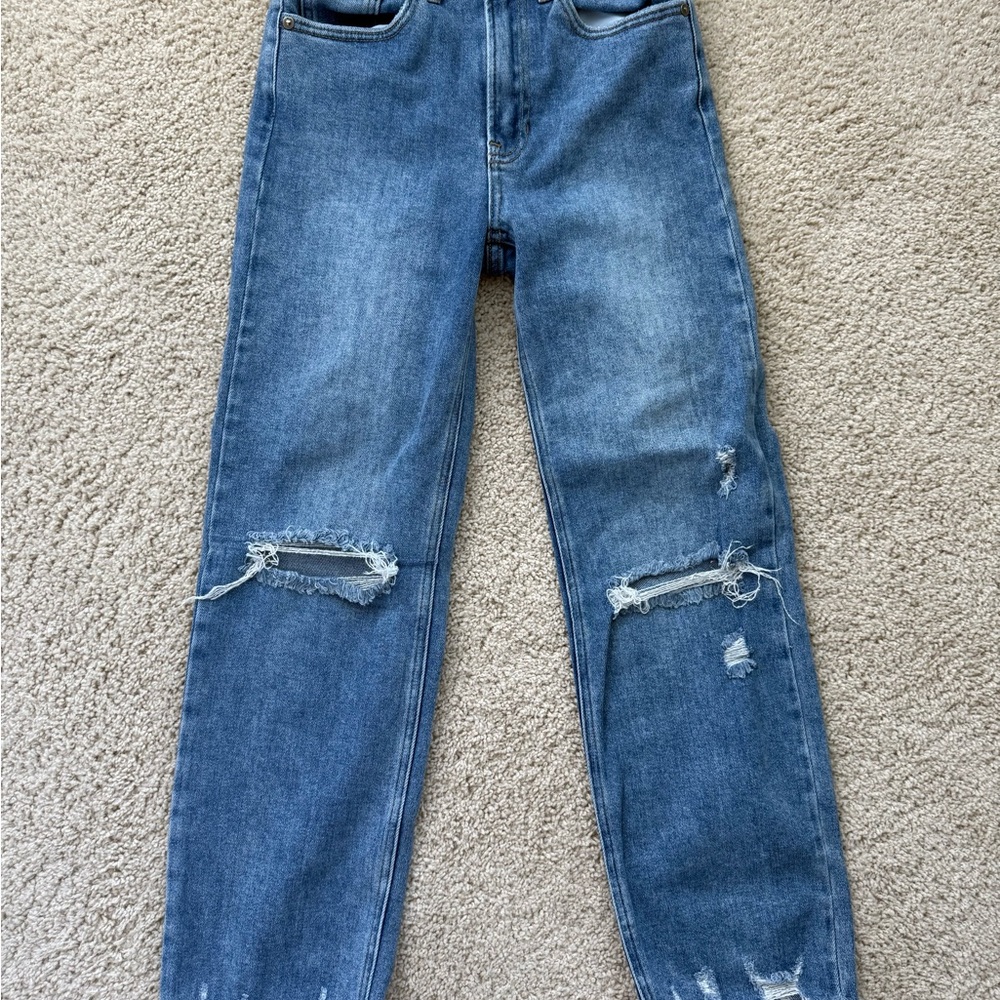 Classic Blue Distressed Women Jeans